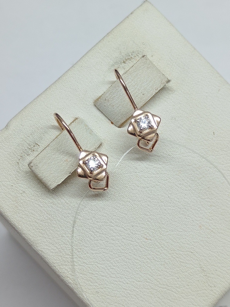 СЕРЬГИ ПЕТЕЛЬКА с камнем (Au 585)