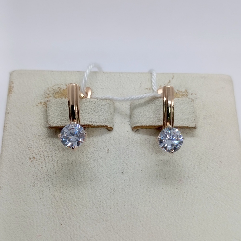 СКМ585 СЕРЬГИ С КАМНЕМ (Au 585)