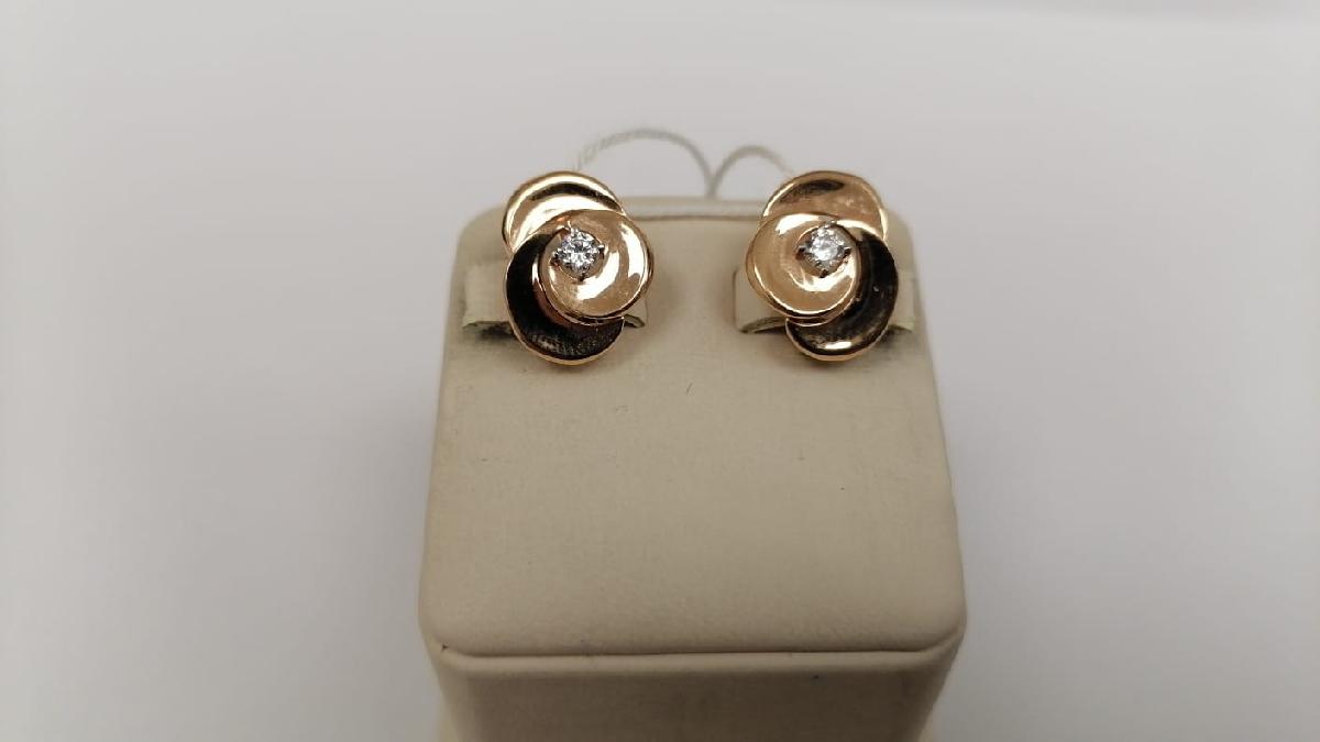 СКМ585 СЕРЬГИ С КАМНЕМ (Au 585)