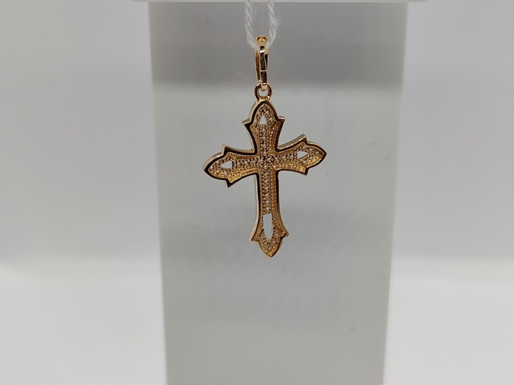 ПОДККИ585 ПОДВЕСКА КРЕСТ С КАМНЯМИ (Au 585)