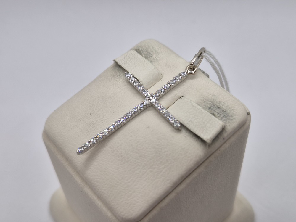 ПОДККИ585 ПОДВЕСКА КРЕСТ С КАМНЯМИ (Au 585)