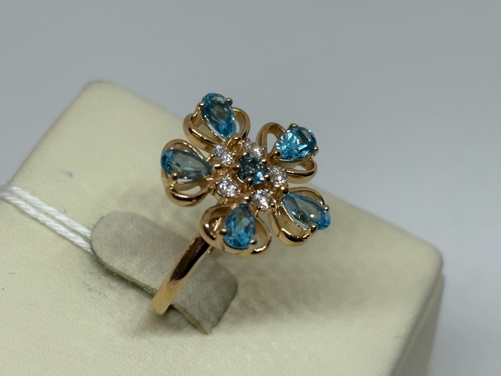 КОЛЬЦО С КАМНЯМИ (Au 585)