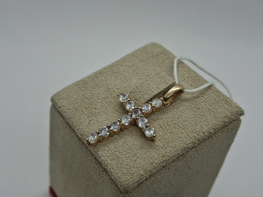 ПОДВЕСКА КРЕСТ С КАМНЯМИ (Au 585)