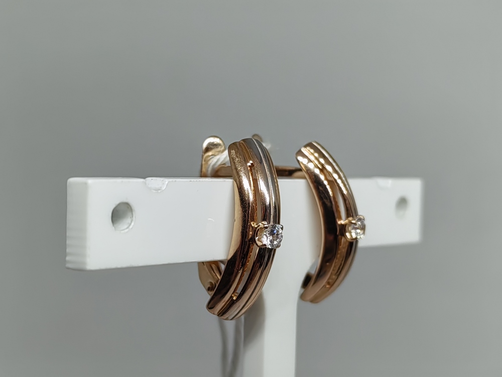 СКМ585 СЕРЬГИ С КАМНЕМ (Au 585)