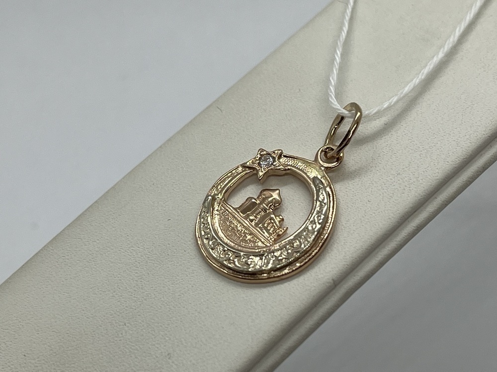 ПОДМКМ585 ПОДВЕСКА МЕЧЕТЬ С КАМНЕМ (Au 585)