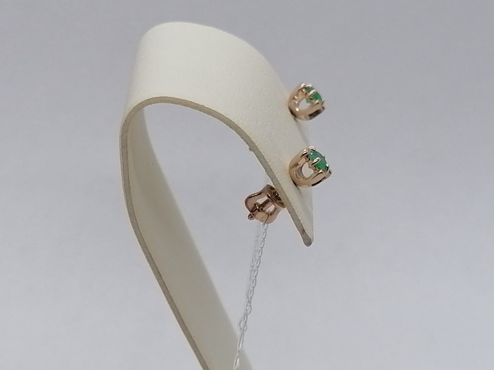 СЕРЬГИ ПУСЕТЫ изумруд (Au 585)
