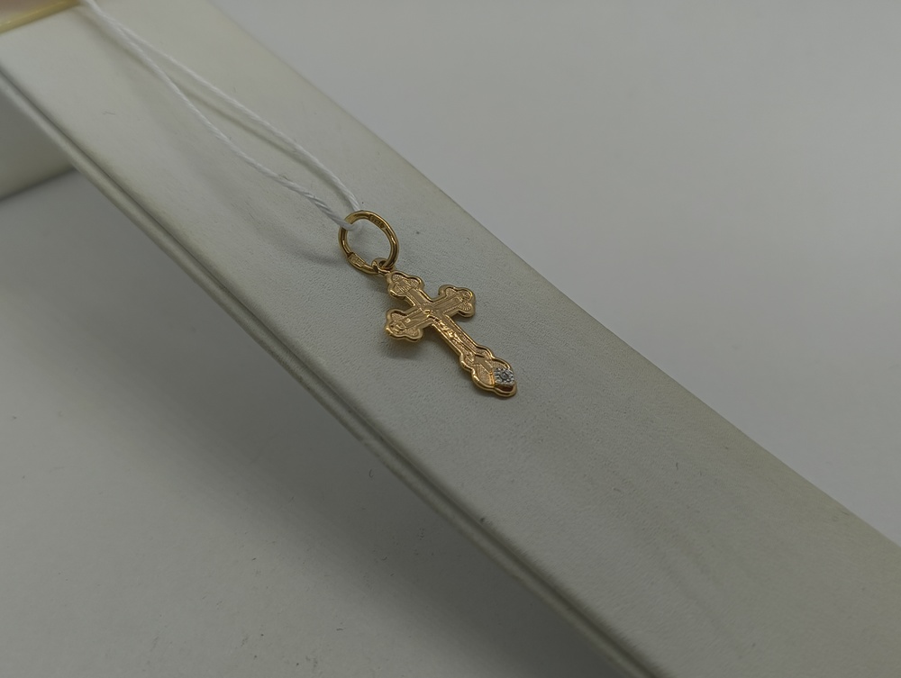 ПОДККИ585 ПОДВЕСКА КРЕСТ С КАМНЕМ (Au 585)