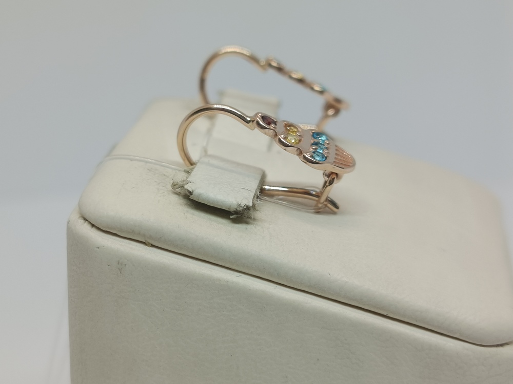 СЕРЬГИ ПЕТЕЛЬКА с камнями (Au 585)