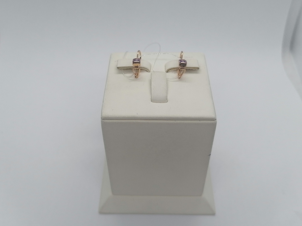 СЕРЬГИ ПЕТЕЛЬКА с камнем (Au 585)