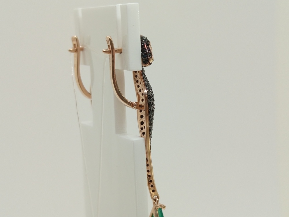 726178 СЕРЬГИ АГАТ с камнями (Au 585)