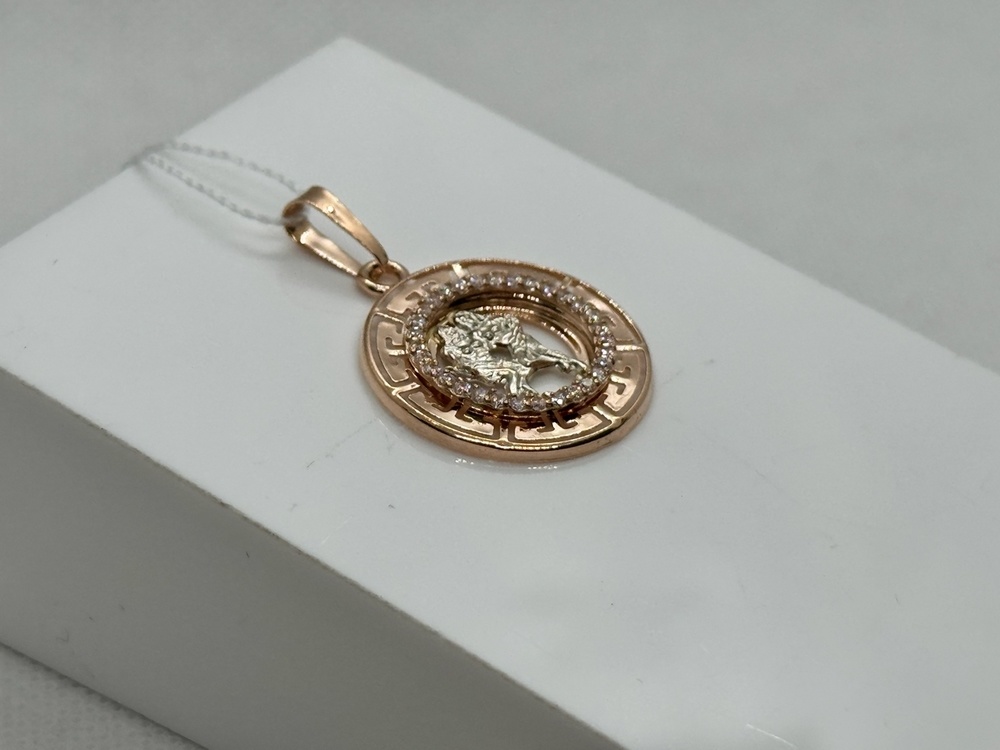 ПОДВЕСКА ЗНАК ЗОДИАКА БЛИЗНЕЦЫ с камнями (Au 585)