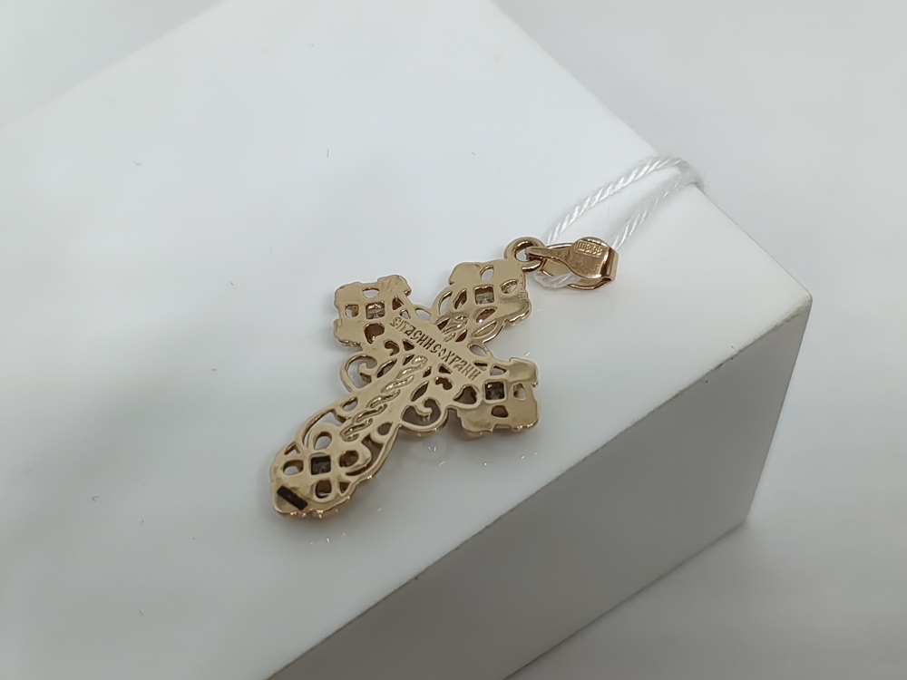 ПОДВЕСКА КРЕСТ С КАМНЯМИ (Au 585)