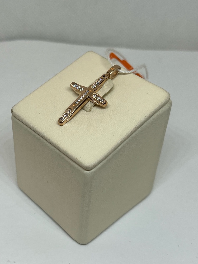 ПОДККИ585 ПОДВЕСКА КРЕСТ С КАМНЯМИ (Au 585)