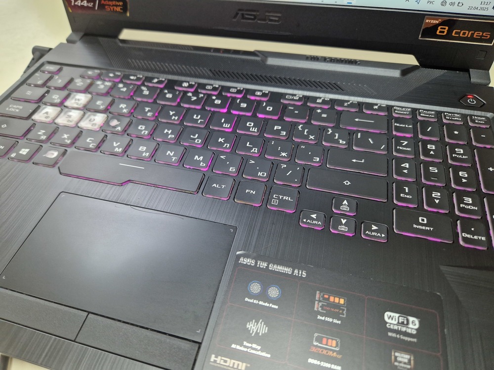 Ноутбук ASUS TUF Gaming A15 FX506IC-HN025; Ryzen 7 4800H, GeForce RTX 3050, 8 Гб, 500 Гб, Нет
