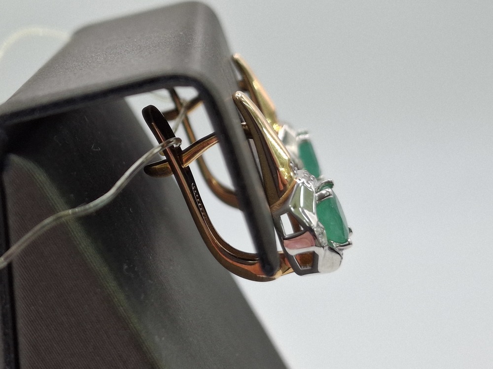 СЕРЬГИ Бриллиант, изумруд (Au 585)