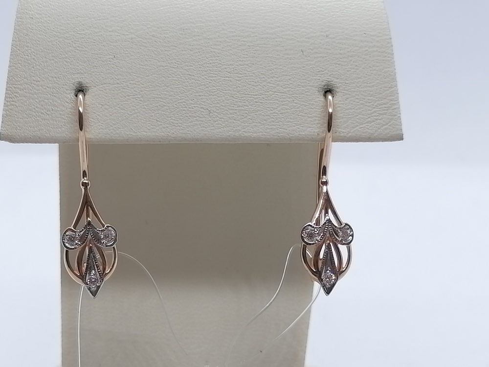 СЕРЬГИ ПЕТЕЛЬКА с камнями (Au 585)