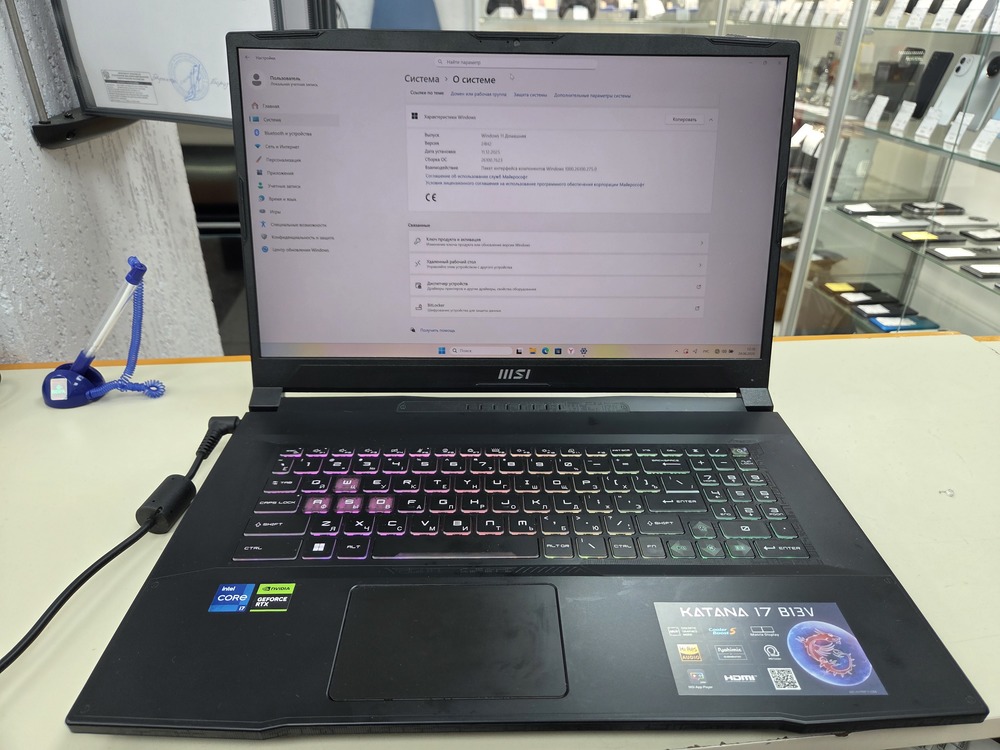 Ноутбук MSI katana 17; Core I7-13620H, GeForce RTX 4070, 16 Гб, 1 Tb, Нет