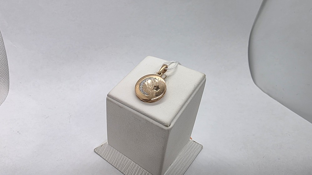 ПОДПКИ585 ПОДВЕСКА ПОЛУМЕСЯЦ С КАМНЯМИ (Au 585)