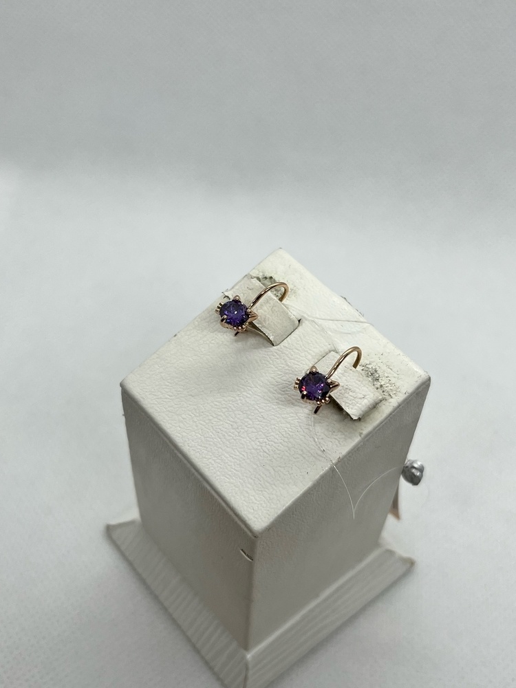 СЕРЬГИ ПЕТЕЛЬКА с камнем (Au 585)