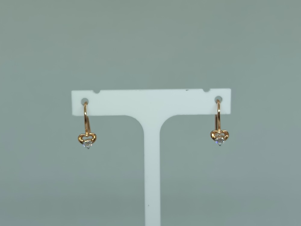 028359 СЕРЬГИ ПЕТЕЛЬКА с камнем (Au 585)