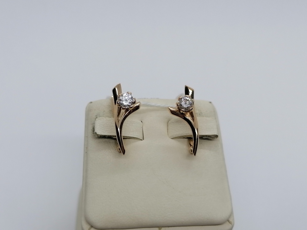 СКМ585 СЕРЬГИ С КАМНЕМ (Au 585)