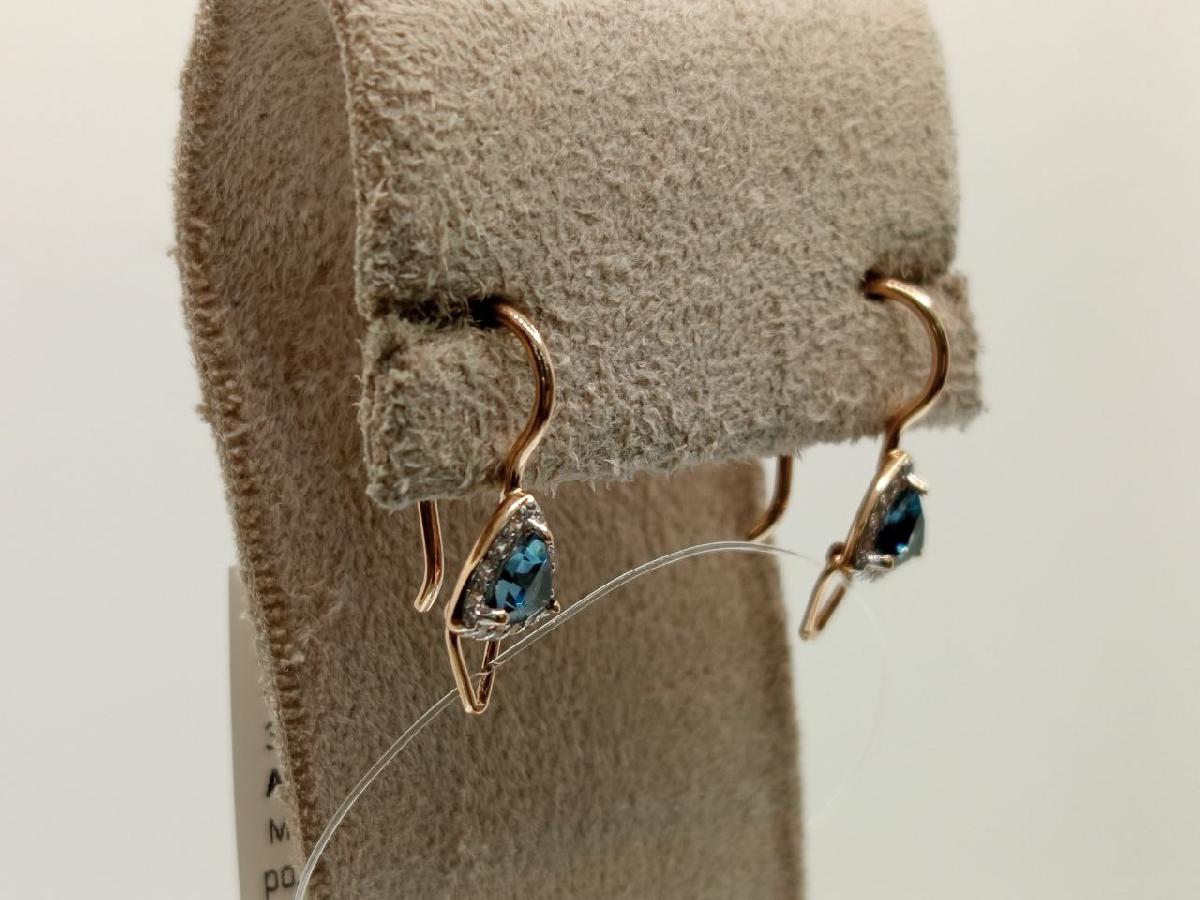 СЕРЬГИ ПЕТЕЛЬКА с камнями (Au 585)