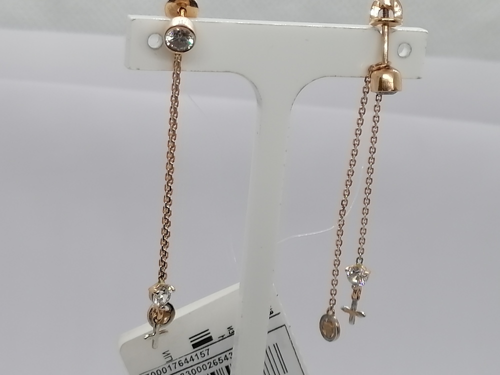 831933 СЕРЬГИ ПУСЕТЫ с камнями (Au 585)