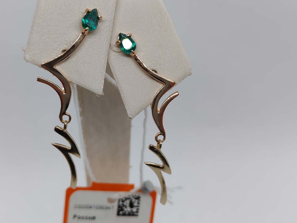 СКМ585 СЕРЬГИ С КАМНЕМ (Au 585)