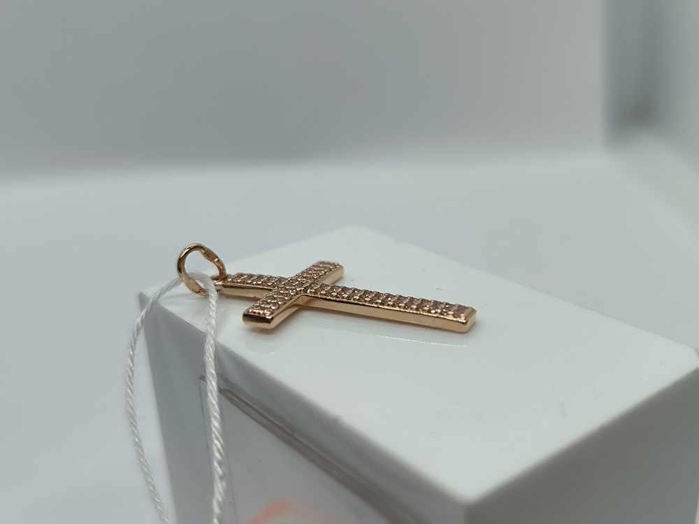 ПОДККИ585 ПОДВЕСКА КРЕСТ С КАМНЯМИ (Au 585)