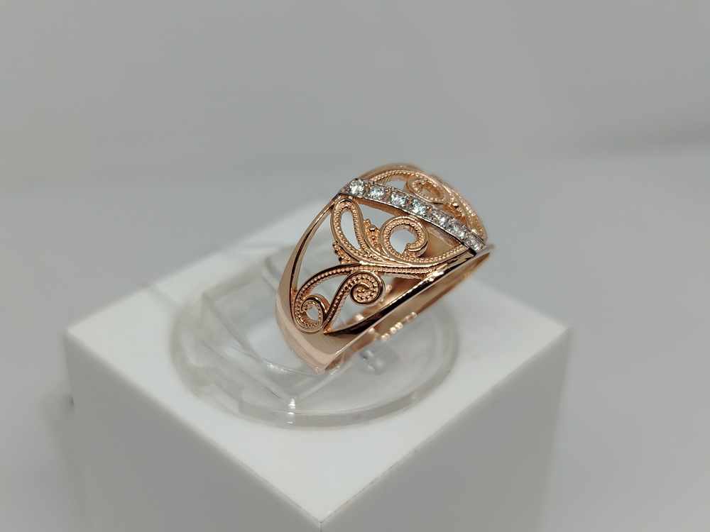 К-062_au КОЛЬЦО С КАМНЯМИ (Au 585)