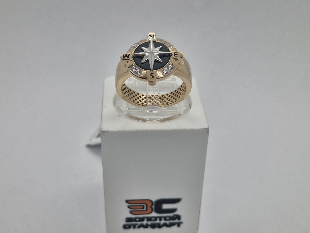 040013 КОЛЬЦО ПЕЧАТКА с камнями (Au 585)