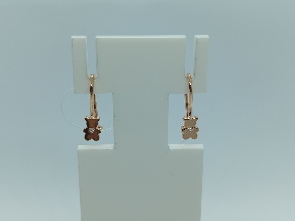 СЕРЬГИ ПЕТЕЛЬКА с камнем (Au 585)