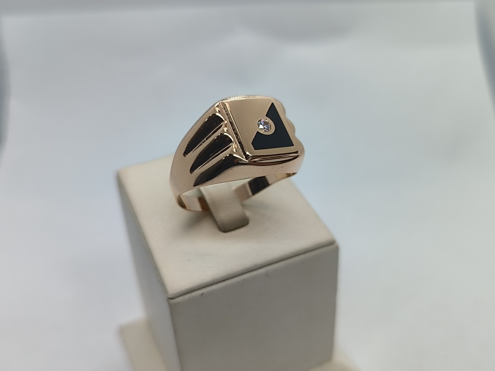 КОЛЬЦО ПЕЧАТКА Эмаль с камнем (Au 585)