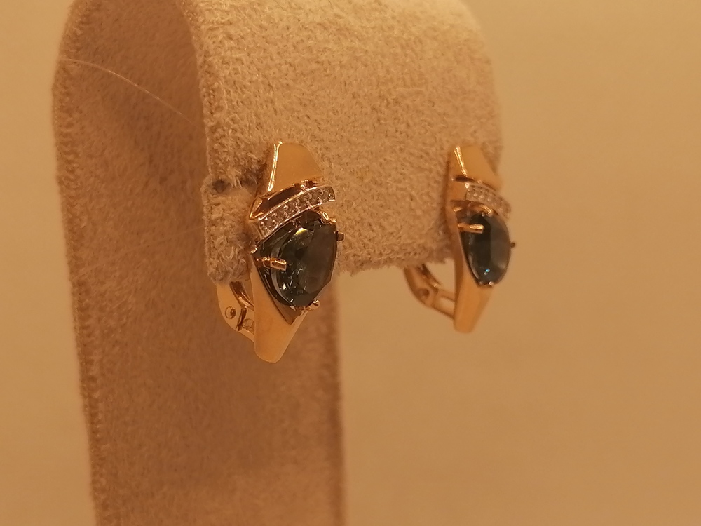 СЕРЬГИ ЛОНДОН-ТОПАЗ с камнями (Au 585)