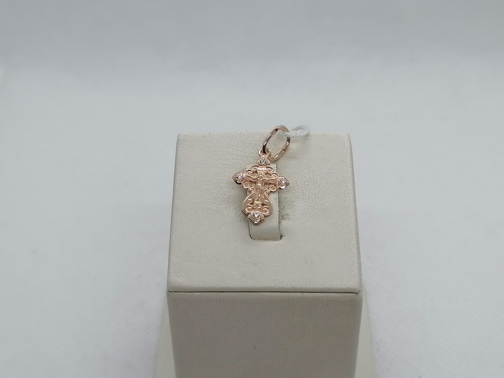 ПОДККИ585 ПОДВЕСКА КРЕСТ С КАМНЯМИ (Au 585)