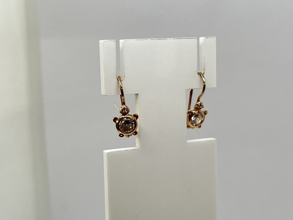 СЕРЬГИ ПЕТЕЛЬКА с камнями (Au 585)