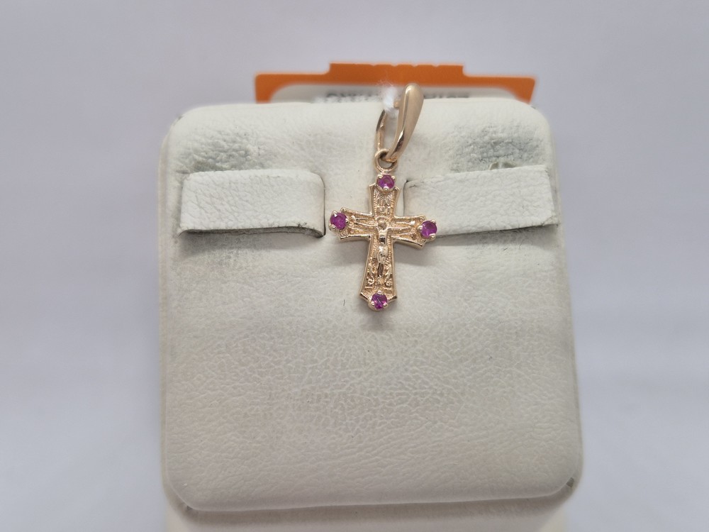 ПОДВЕСКА КРЕСТ С КАМНЯМИ (Au 585)