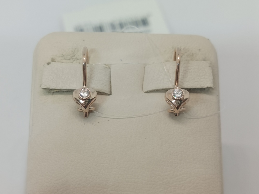 СЕРЬГИ ПЕТЕЛЬКА с камнем (Au 585)