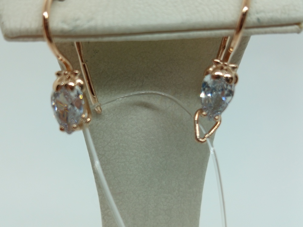 СЕРЬГИ ПЕТЕЛЬКА с камнем (Au 585)