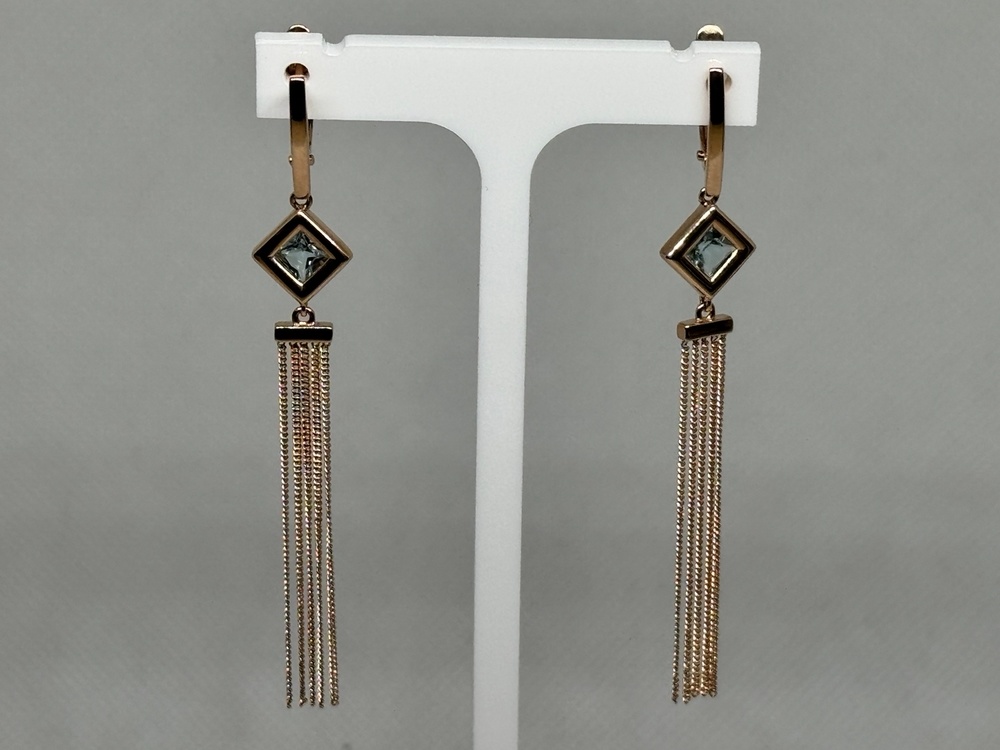 СКМ375 СЕРЬГИ С КАМНЕМ (Au 375)