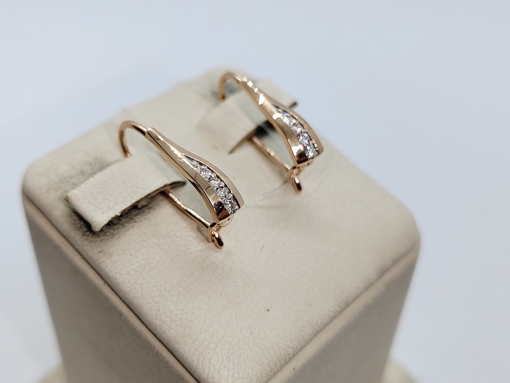 СЕРЬГИ ПЕТЕЛЬКА с камнями (Au 585)