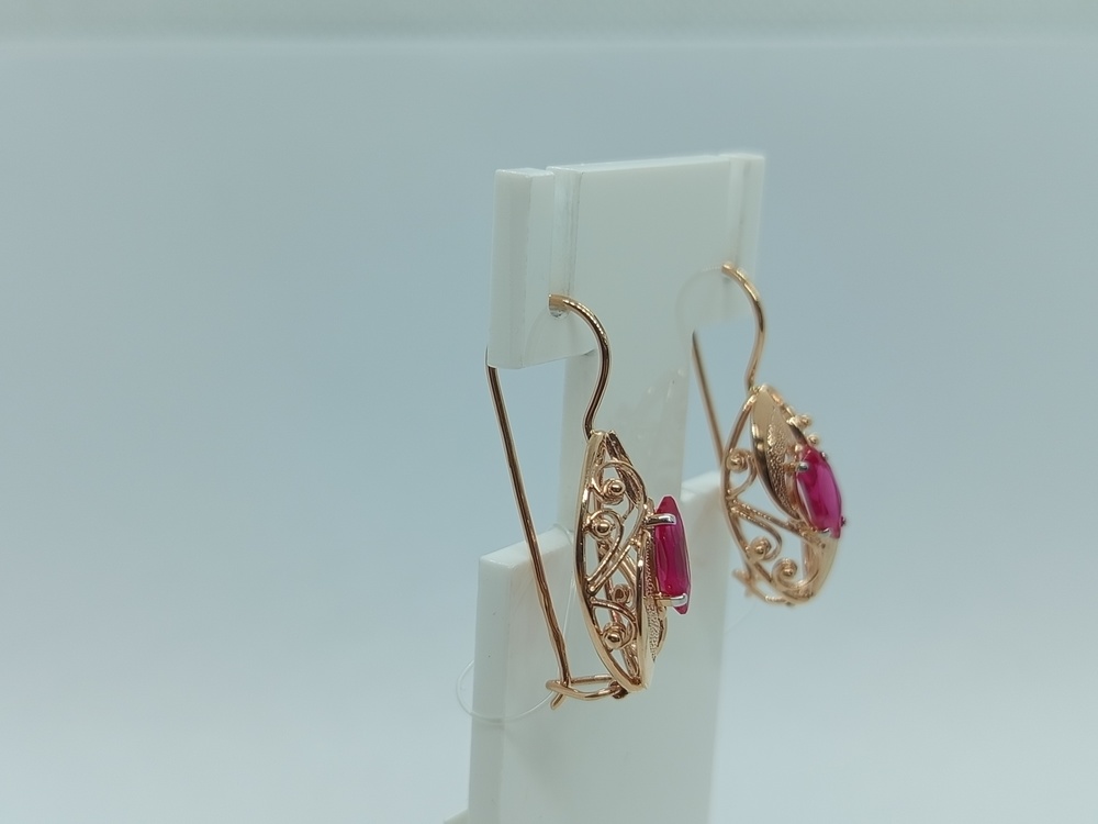 СЕРЬГИ ПЕТЕЛЬКА с камнем (Au 585)