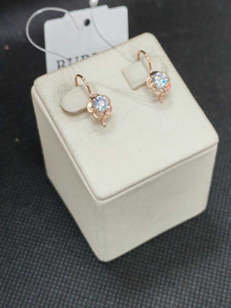 СЕРЬГИ ПЕТЕЛЬКА с камнем (Au 585)