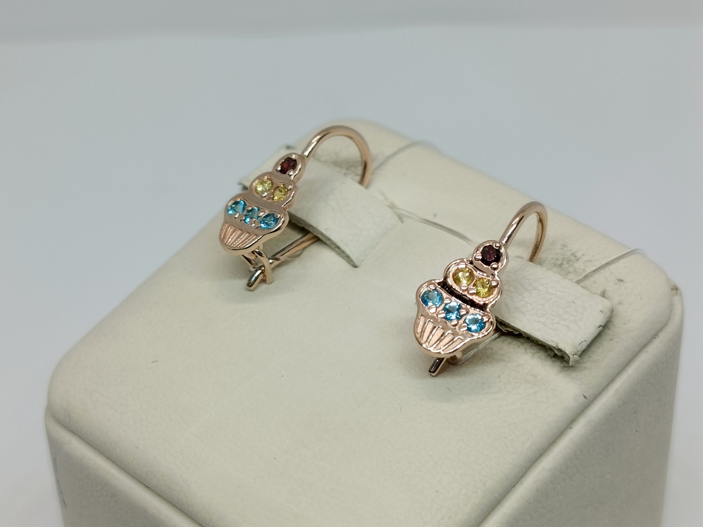 СЕРЬГИ ПЕТЕЛЬКА с камнями (Au 585)