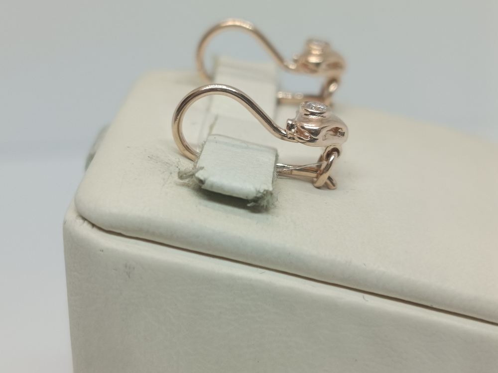 СЕРЬГИ ПЕТЕЛЬКА с камнем (Au 585)