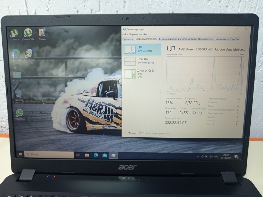 Ноутбук Acer a315-42g-r3gm; Ryzen 5 3500U, Radeon 540X Mobile, 8 Гб, 256 Гб, Нет