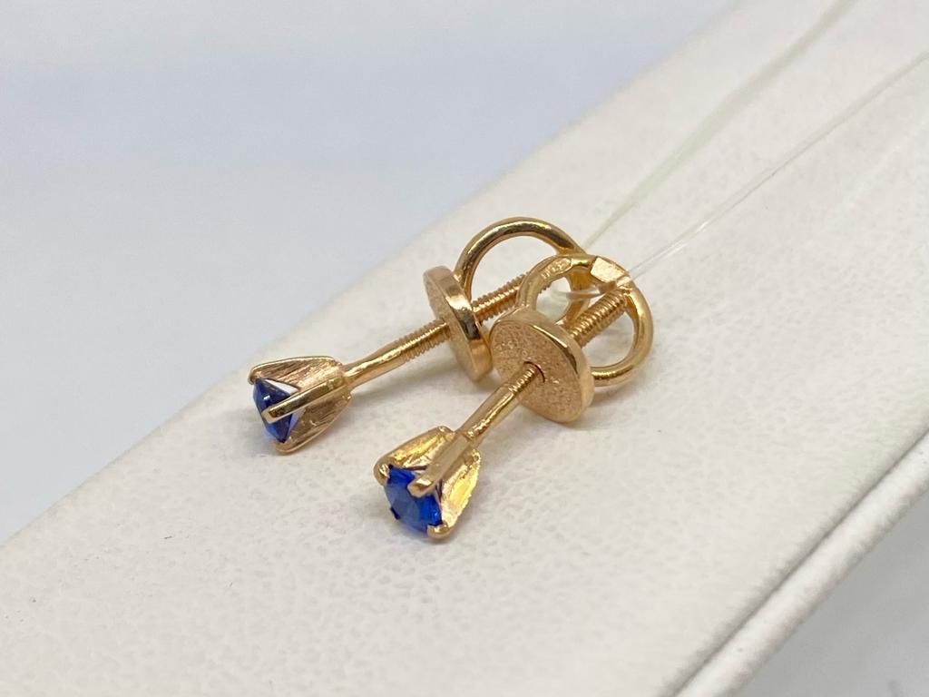 02055 СЕРЬГИ ПУСЕТЫ с камнем (Au 585) 02055 СЕРЬГИ ПУСЕТЫ с камнем (Au 585)