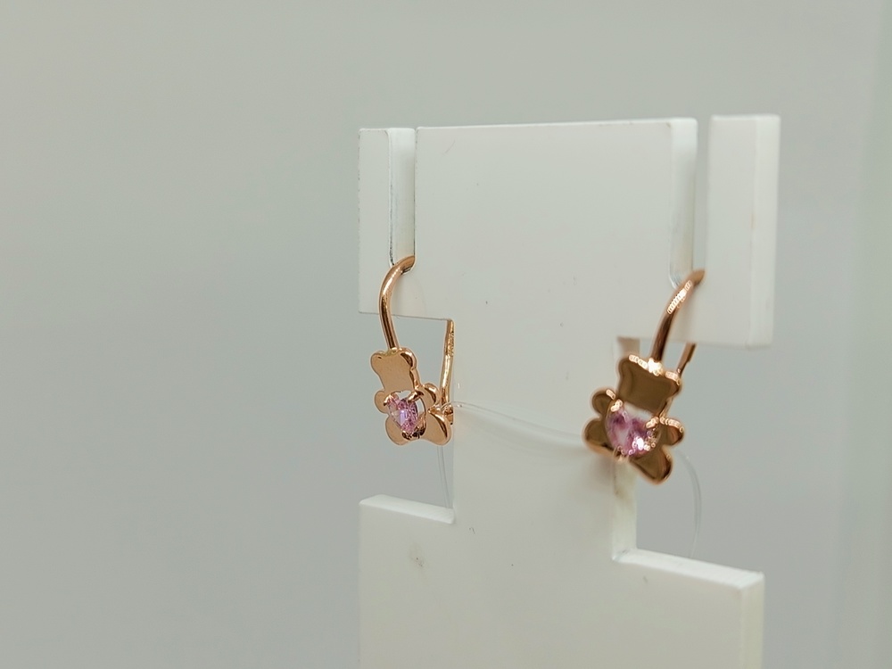 СЕРЬГИ ПЕТЕЛЬКА с камнем (Au 585)