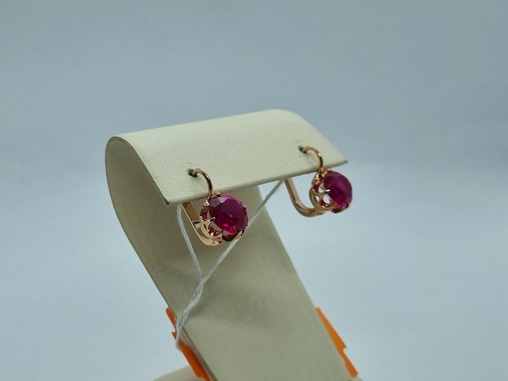 СКМ583 СЕРЬГИ С КАМНЕМ (Au 583)