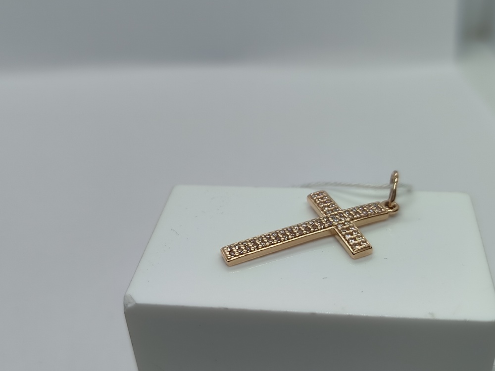 ПОДККИ585 ПОДВЕСКА КРЕСТ С КАМНЯМИ (Au 585)